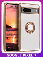 Стильный глянцевый чехол для GOOGLE PIXEL 7 (не 7A / 7 PRO!) с кольцом-подставкой и бархатной подкладкой