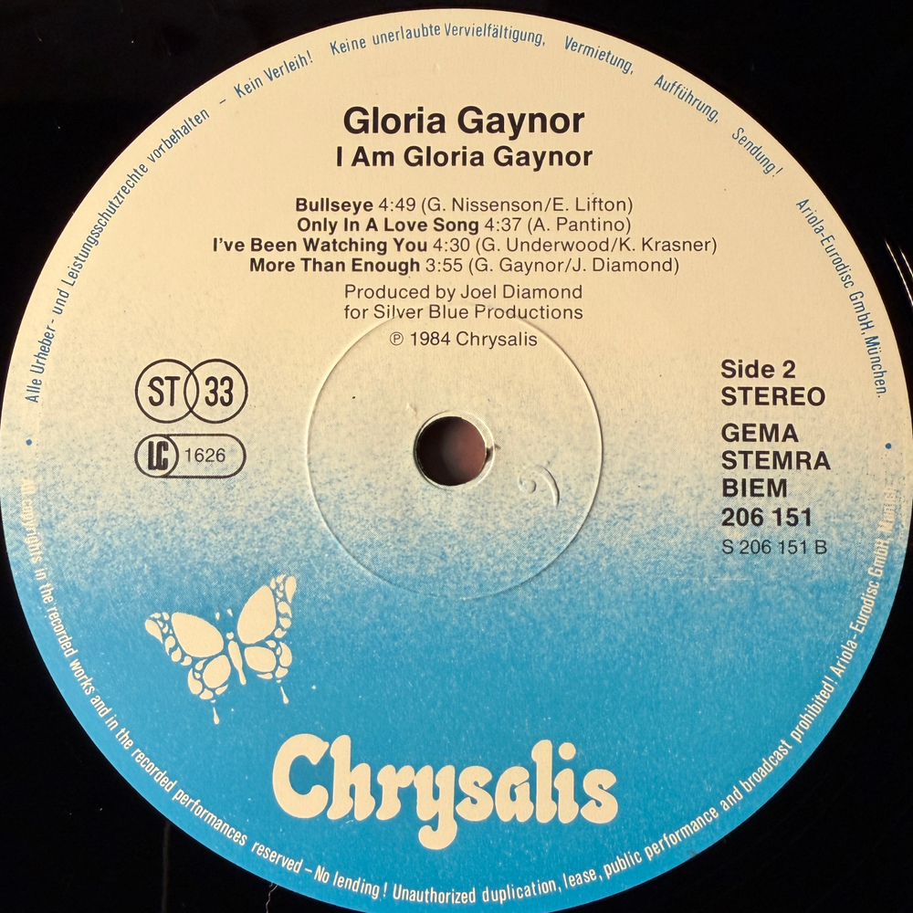 Gloria Gaynor ‎– I Am Gloria Gaynor (Европа 1984г.)