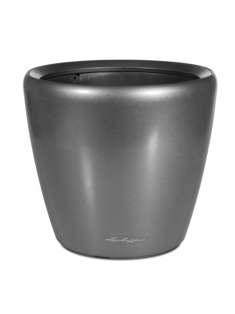 Кашпо Lechuza "Classico LS Complete charcoal metallic" (пластик), D21xH20 см