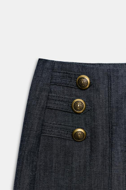 ZARA ДЛИННЫЕ ШОРТЫ С ПУГОВИЦАМИ, ИНДИГО