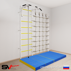Шведская стенка Sv Sport 50940 (Турник стандарт/Канат/Мат 2м/Канатный лаз)