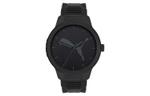 PUMA Reset Series Wrist Watch Quartz Movement Rubber Strap 43mm Black Dial Men"s Watches P5004 BLACK