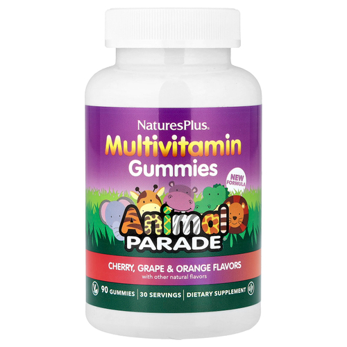 NaturesPlus, Animal Parade®, мультивитамины, со вкусом вишни, винограда и апельсина, 90 жевательных таблеток