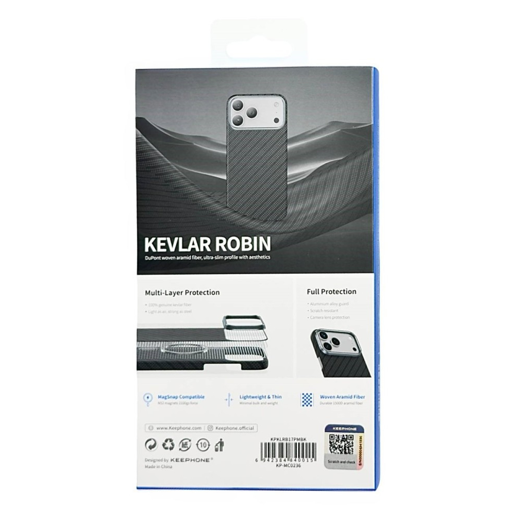 Накладка для i-Phone 17 Pro Max Keephone Kevlar Robin MagSnap черный