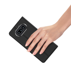 Чехол книжка из кожи черного цвета для Nothing Phone 4a, серия Skin Pro Series от Dux Ducis