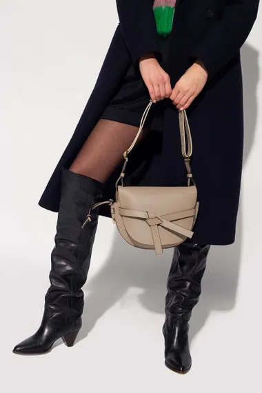 Кожаная сумка Loewe Gate кремовый