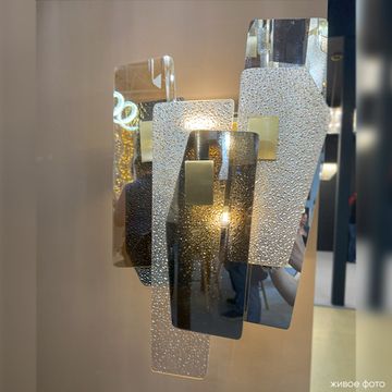 Бра 2*E14 POINT AP2 латунь/янтарный/дымчатый Crystal Lux