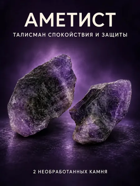 Аметист необработанный, 2 камня (20-30 гр) — талисман для медитации и защиты