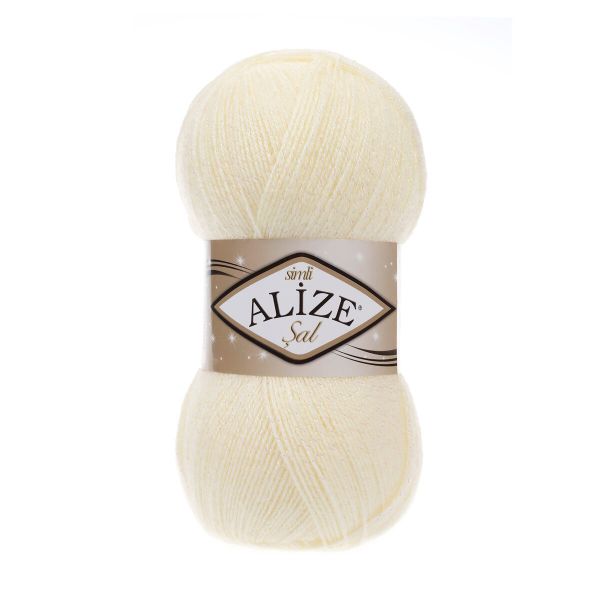 Пряжа Alize (Ализе) Sal Simli / уп.5 мот. по 100 г, 460м, 001 кремовый A