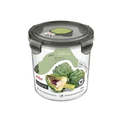 КОНТЕЙНЕР ДЛЯ ПРОДУКТОВ ГЕРМЕТИЧНЫЙ С КЛАПАНОМ BRILLIANT КРУГЛЫЙ 1,15Л (Черный)