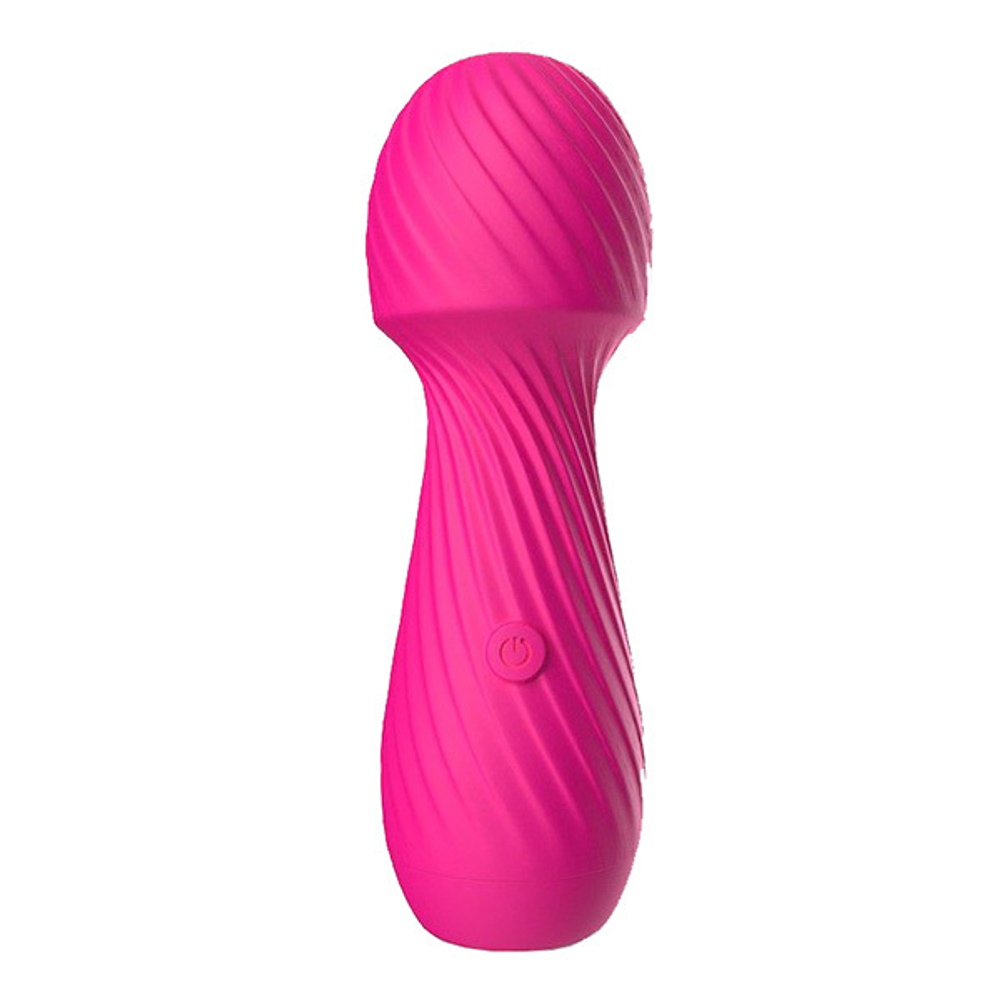 Ярко-розовый мини-вибратор wand 13,6см с рельефной поверхностью Silicone Toys Dazzle USK-W03