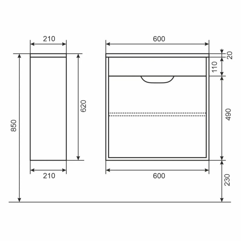 Тумба с раковиной для ванной Uperwood Modul 60 см, подвесная, матовая, белая
