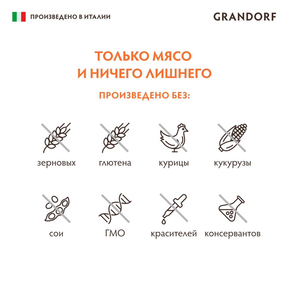 Консервы для собак GRANDORF Паштет из индейки с яблоком и малиной 6 шт х 200 г