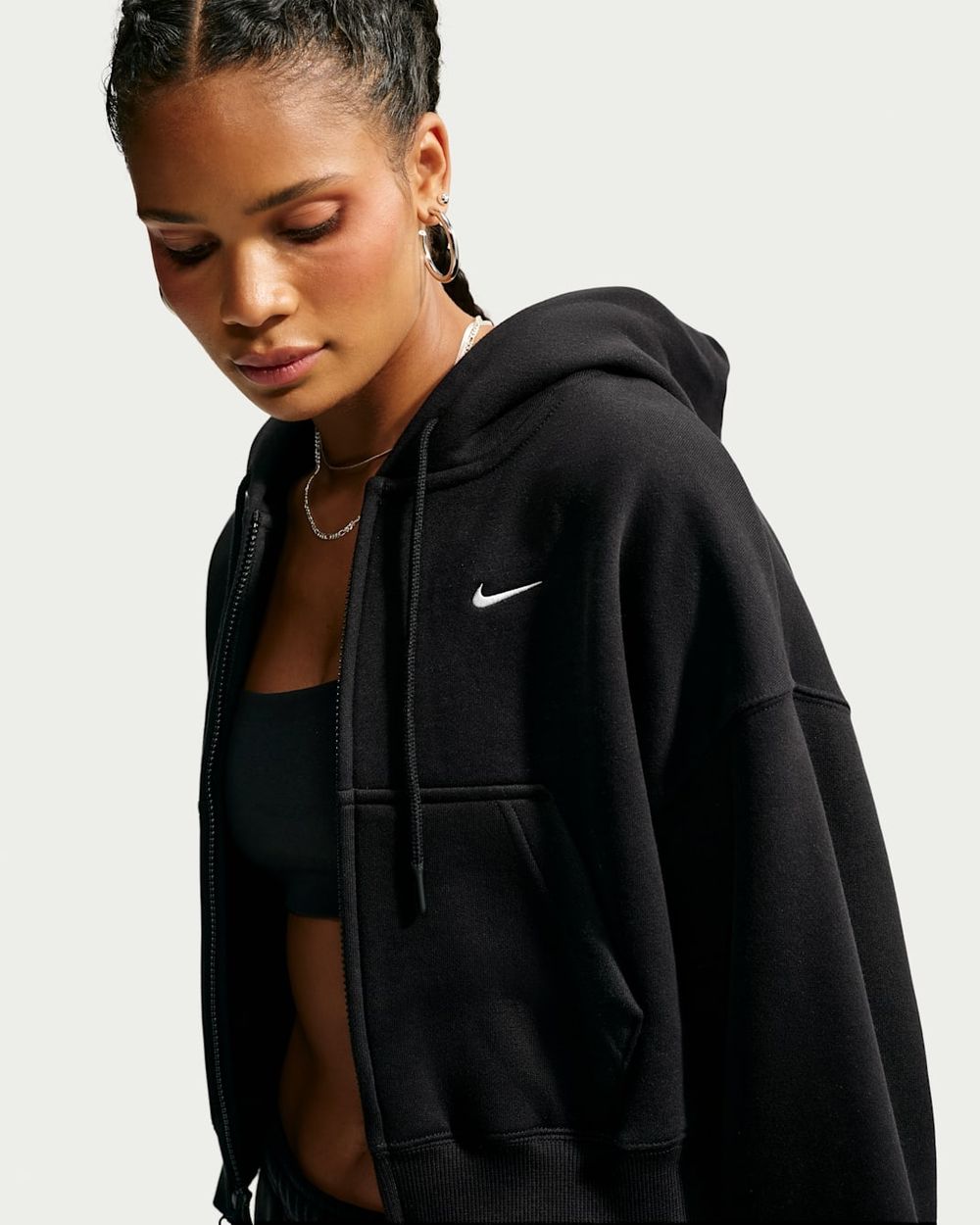 Толстовка женская NIKE W NK STDO FLC MW OS CRP FZ HDY