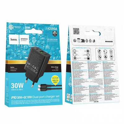 Зарядное устройство на Type-c Hoco CS95A PD30W+QC3.0 (black)