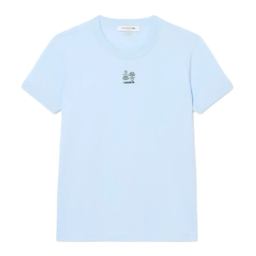 Женская теннисная футболка Lacoste Embroidery Accent Jersey - sugared blue