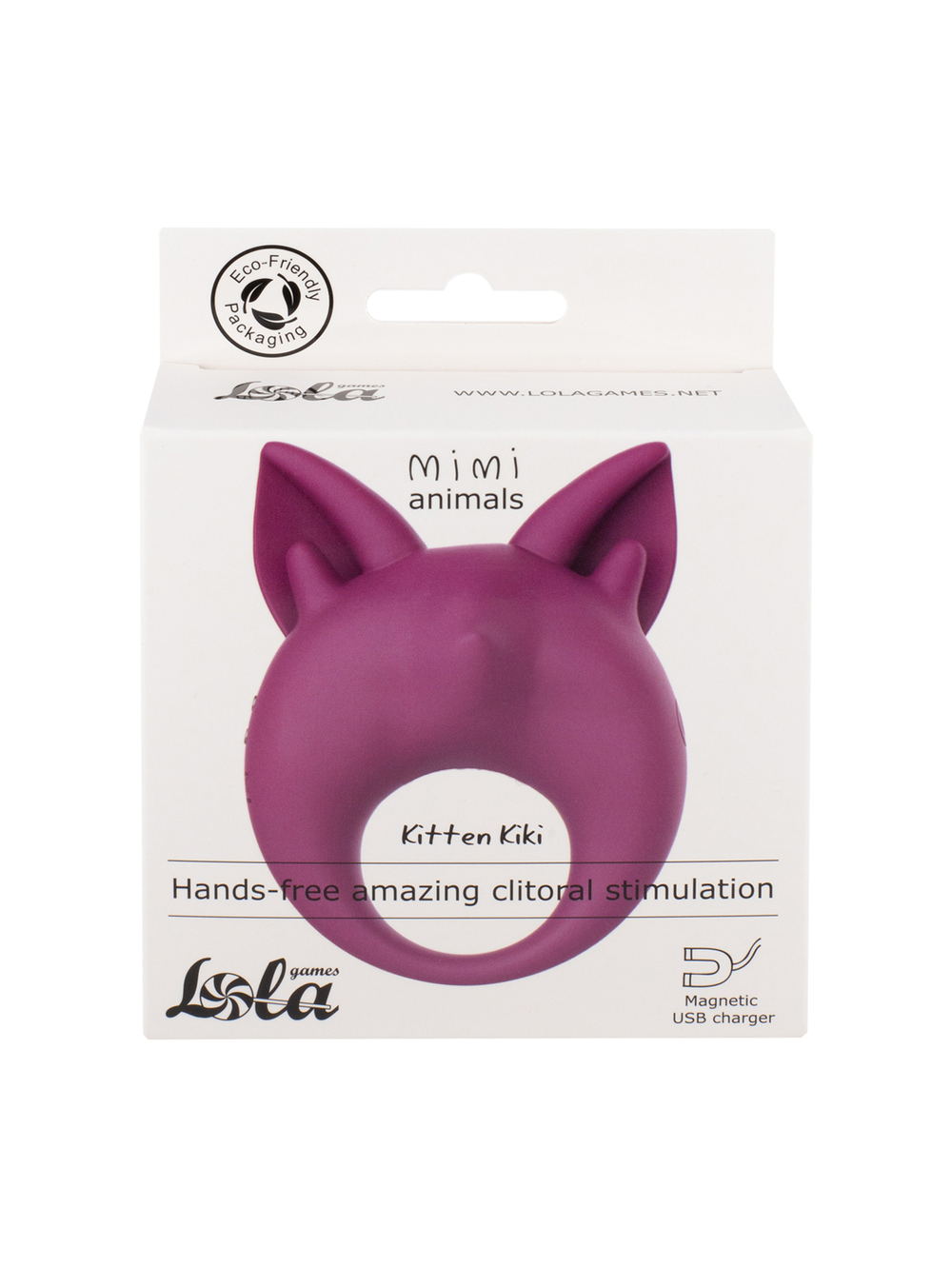 Перезаряжаемое кольцо для клиторальной стимуляции MiMi Animals Kitten Kiki Purple 7200-03lola
