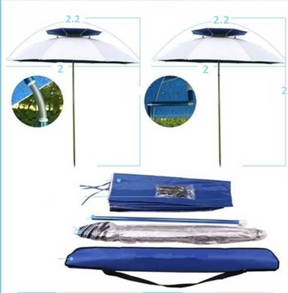 Nature camping 2080 Зонт рыболовный карповый с механизмом наклона и боковыми стенками 220х195 см в жестком чехле