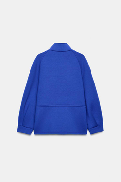 ZARA ТЕХНИЧЕСКАЯ КУРТКА С СОБРАННЫМИ ДЕТАЛЯМИ, СИНИЙ ЭЛЕКТРИК