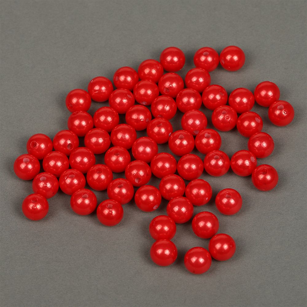 Бусины пластик (перламутр) ⌀12 мм, цв.058 красный, уп.500г (530 шт), Magic4Hobby