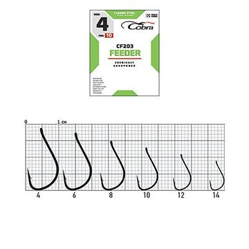 Крючки Cobra FEEDER CF203  №8, 10 шт.