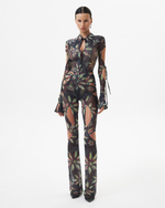 BLACK FLORAL MESH TROUSERS