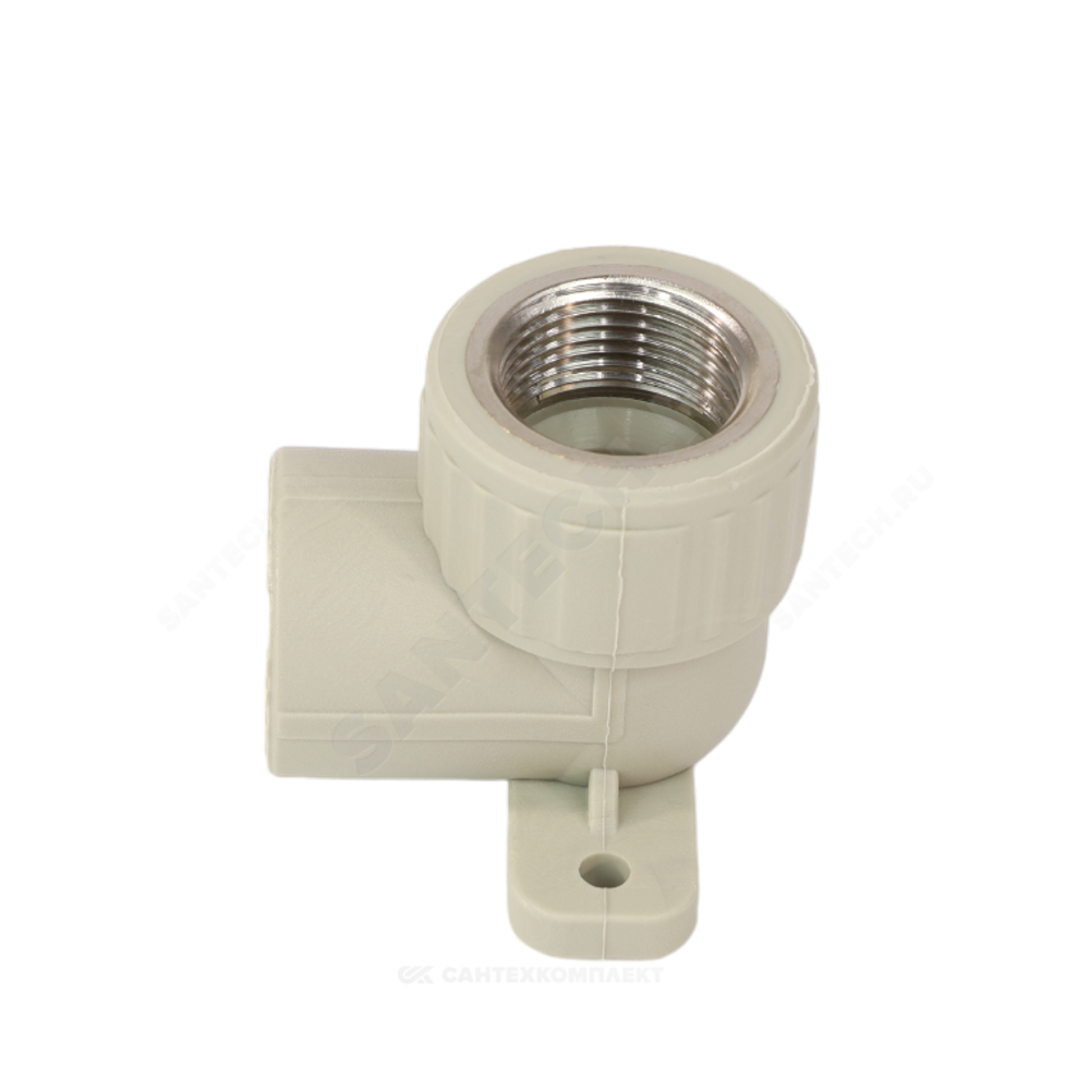 Угольник PP-R комбинированный серый Дн 20х3/4" ВР с креплением VALFEX 10120225Г
