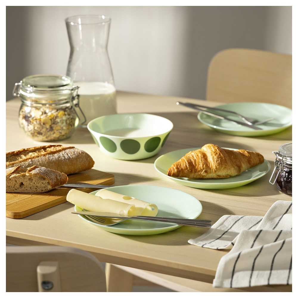 IKEA OFTAST  (ИКЕА ОФТАСТ)  -  Миска - светло-зелёный зелёный/узор в горошек 15 см