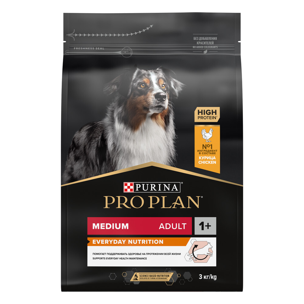 Сухой корм PRO PLAN EVERYDAY NUTRITION для взрослых собак средних пород курица 3 кг