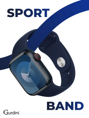 Ремешок Gurdini Sport Band (силиконовый) Apple Watch 42mm/44mm (S/M-M/L) Midnight Blue