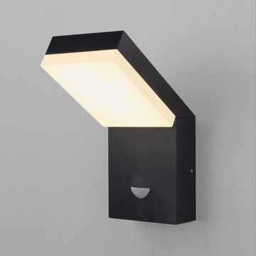 Уличный настенный светодиодный светильник с датчиком движения LED 12W 3000К IP54 1541 TECHNO LED черный Sensor Elektrostandard