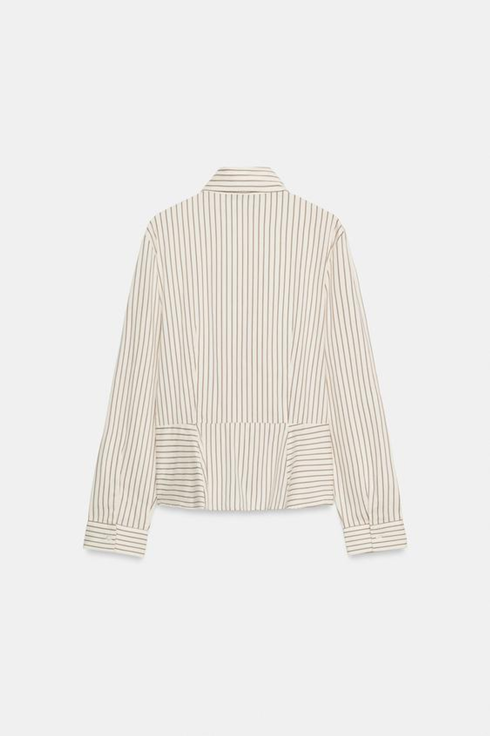 ZARA РУБАШКА В ПОЛОСКУ С ЗАВЯЗКОЙ, ЭКРЮ/БЕЖЕВЫЙ