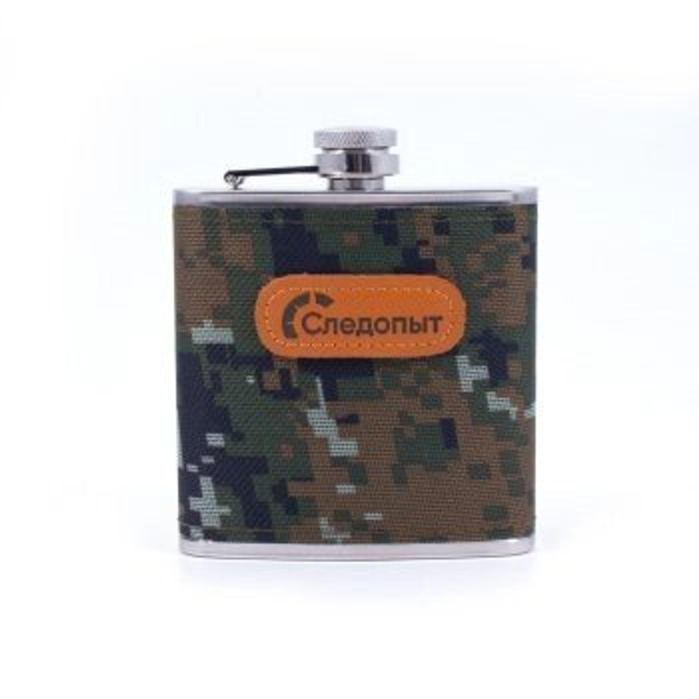 Фляжка "Следопыт" в оплетке из oxford camo pixel, 180 мл.