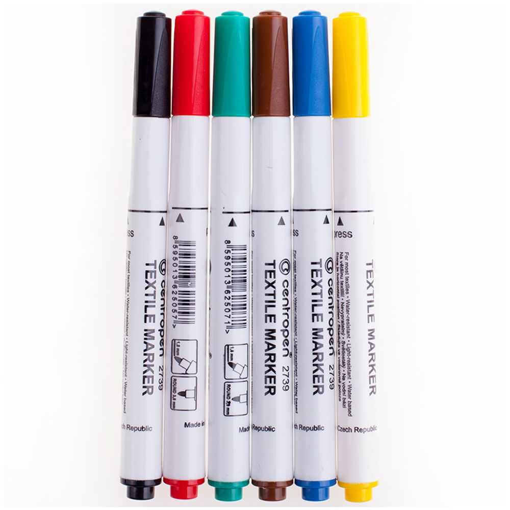 Набор маркеров для ткани, 6цв. Centropen Textile,