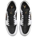 Jordan 1 Low White Black Metallic Gold Swoosh
