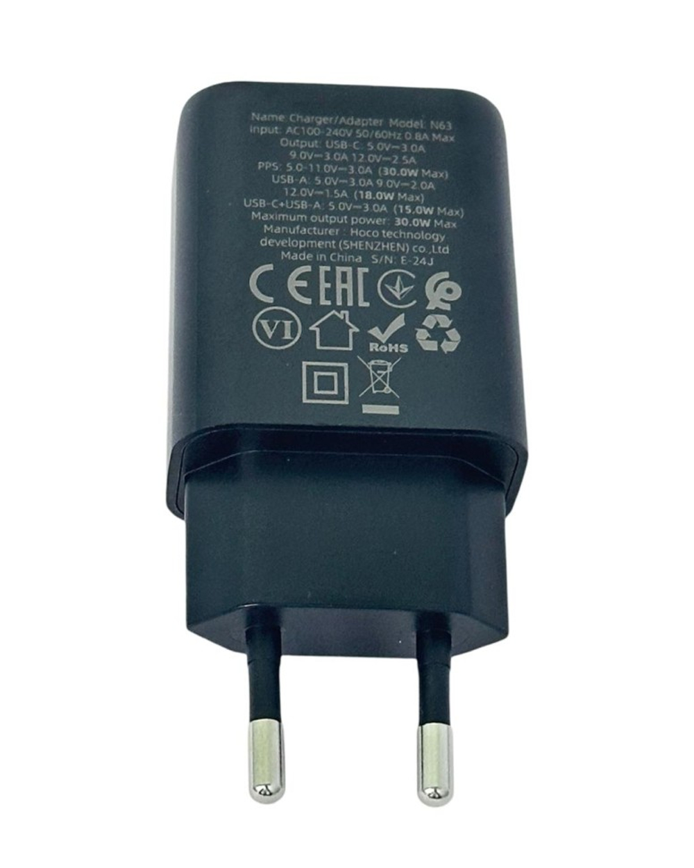 Сетевое зар. устр. Hoco N63 1USB/1С PD/QC3.0 3A 30W белое