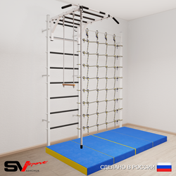 Шведская стенка Sv Sport 53540 (Турник рукоход/Канат/Трапеция/Мат 2м/Канатный лаз)