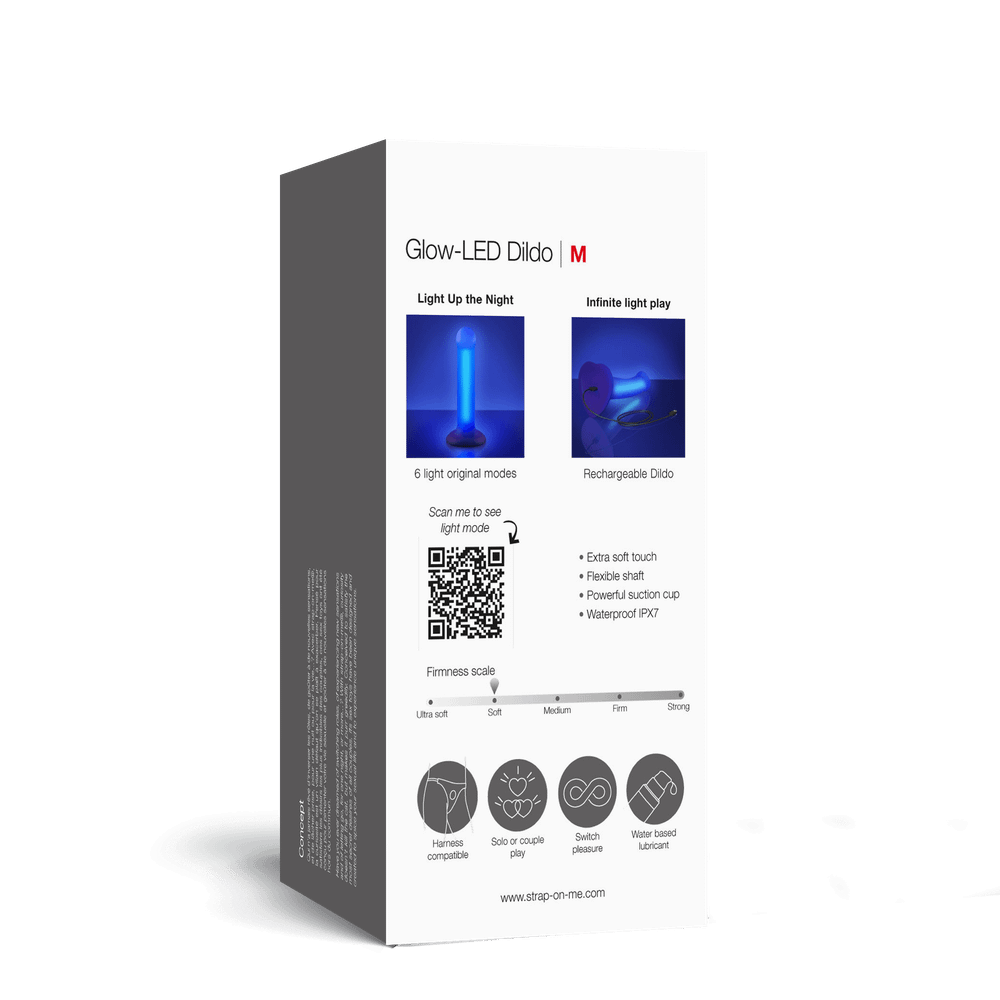 Светящийся фаллоимитатор Strap-on-me Glow-Led Dildo - M (фиолетовый)