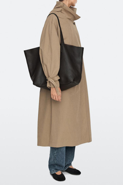 Massimo Dutti Большая сумка-тоут из кожи наппа, коричневый