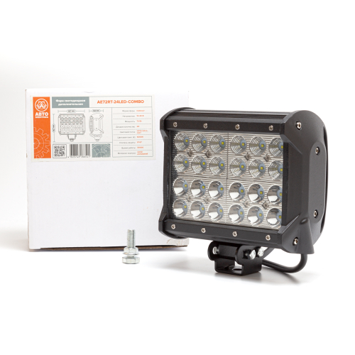 AE72RT-24LED-COMBO Фара светодиодная дополнительная, прямоугольная 167*93*167, комбинированный свет (направленный/рассеянный), 24 диода, крепление по центру, 72 Вт, 10-30 В