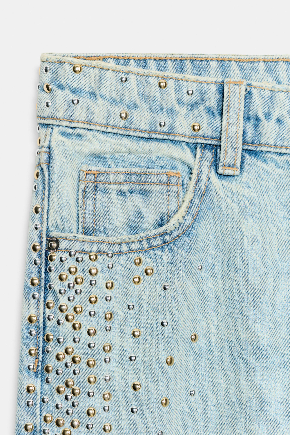 ДЖИНСЫ Z1975 STRAIGHT СО СРЕДНЕЙ ПОСАДКОЙ И ЗАКЛЕПКАМИ — ZARA