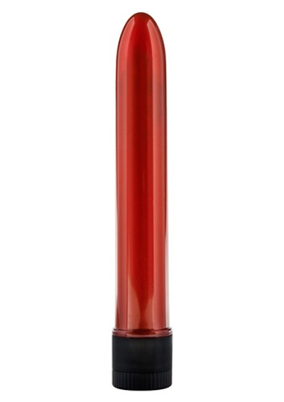 Красный вибратор RETRO ULTRA SLIMLINE - 17 см.