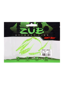 Приманка ZUB-CRAZY LEECH 50мм(2")-10шт, (цвет 351) шартрез с блестками