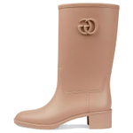 GUCCI Rubber Knee high Boots Women"s Light Brown