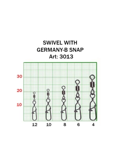 Вертлюжок рыболовный с застежкой SWIVEL WITH Germany-B SNAP