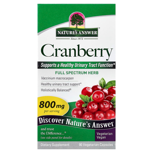 Nature's Answer, клюква, 90 вегетарианских капсул (400 мг в 1 капсуле)