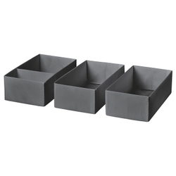 IKEA SKUBB  (ИКЕА СКУББ)  -  Коробка, 3 шт. - тёмно-серый 20x38x12 см