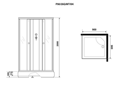 Душевая кабина Niagara (Ниагара) Promo P90/26Q/MT/BK со средним поддоном, 90х90х200