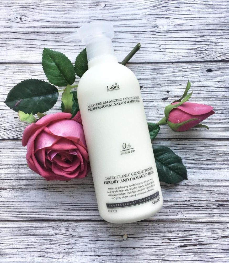 Увлажняющий бессиликоновый бальзам для волос La'dor Moisture Balancing Conditioner, 530 мл