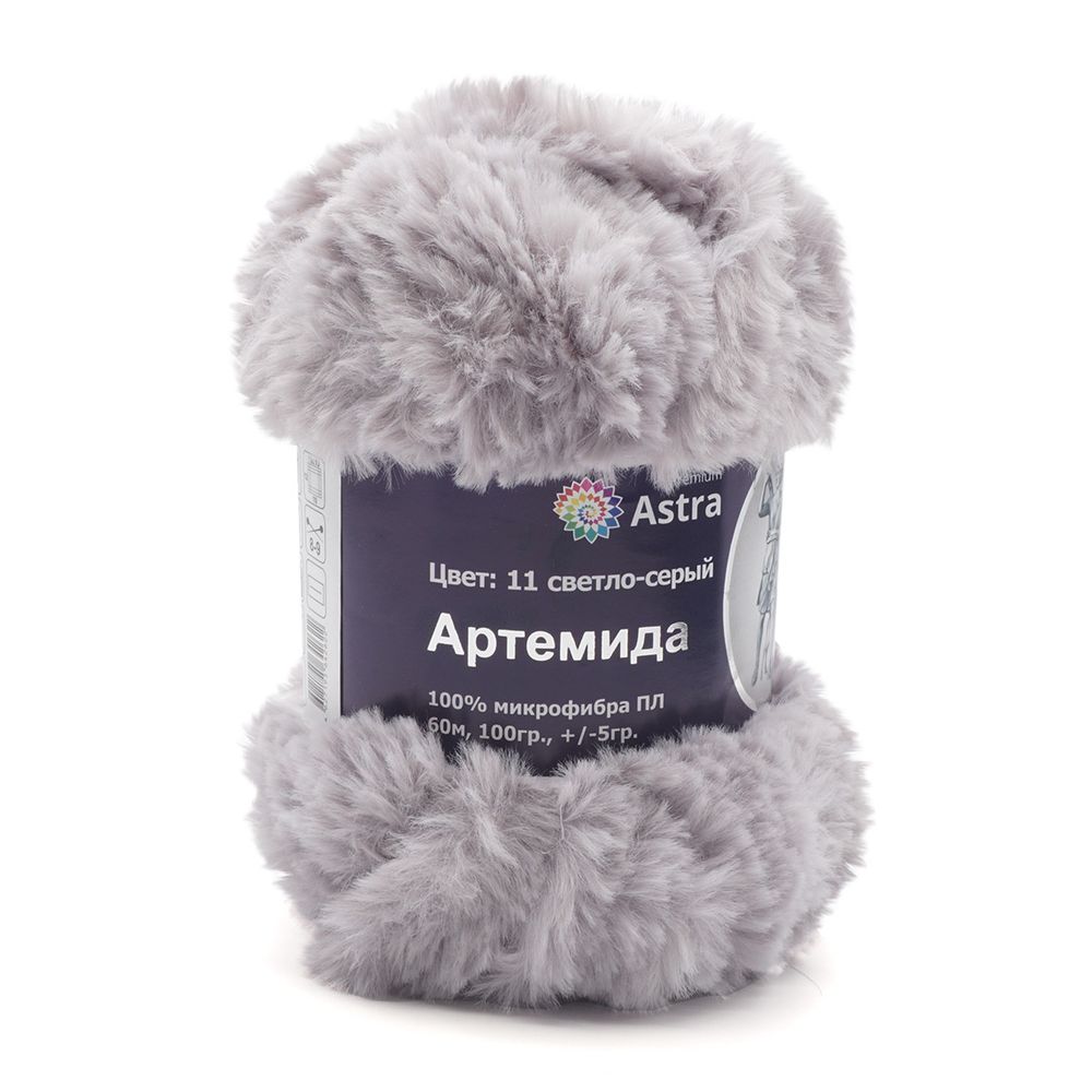 Пряжа Astra Premium (Астра Премиум) Артемида / уп.3 мот. по 100 г, 60 м, 11 светло-серый